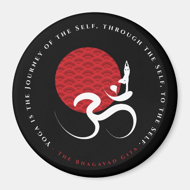 Red Sun Yoga Spiritual Indian Meditat Om Om Logo Magnet (Vorne)