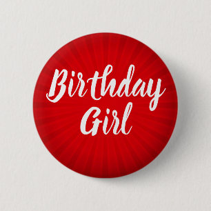 Red Sunburst Birthday Button
