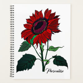 Red Sunflower Blume Muster Niedlich White Journal Planer