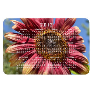 Red Sunflower Calendar Magnet