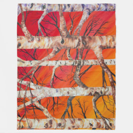 Red Sunset Birch Fleece Blanket