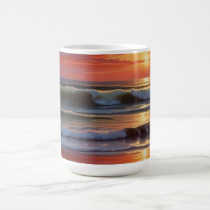 Red Sunset Ocean Seascape Malerei Artwork Kaffeetasse