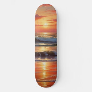 Red Sunset Ocean Seascape Malerei Artwork Skateboard