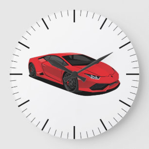 Red Supercar Wall Clock Große Wanduhr
