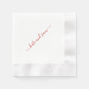 Red Swash Script Personalisiert geprägte Hochzeit Serviette