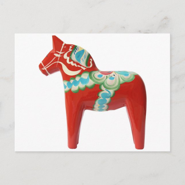 Red Swedish Dala Horse Postkarte (Vorderseite)