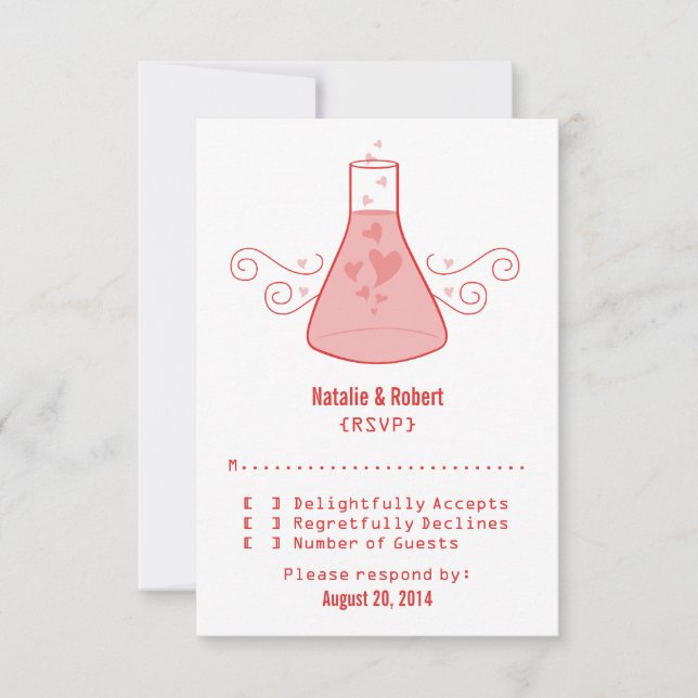 Red Sweet Chemistry Response Card RSVP Karte (Vorderseite)