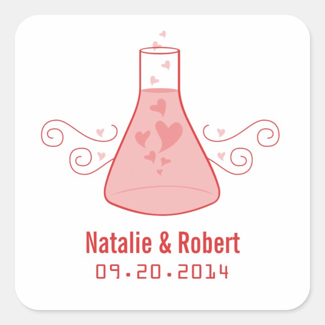 Red Sweet Chemistry Wedding Stickers (Vorderseite)