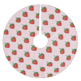Red Sweet Strawberry Muster Polyester Weihnachtsbaumdecke