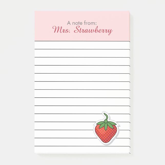Red Sweet Strawberry - personalisiert Post-it Klebezettel (Vorderseite)