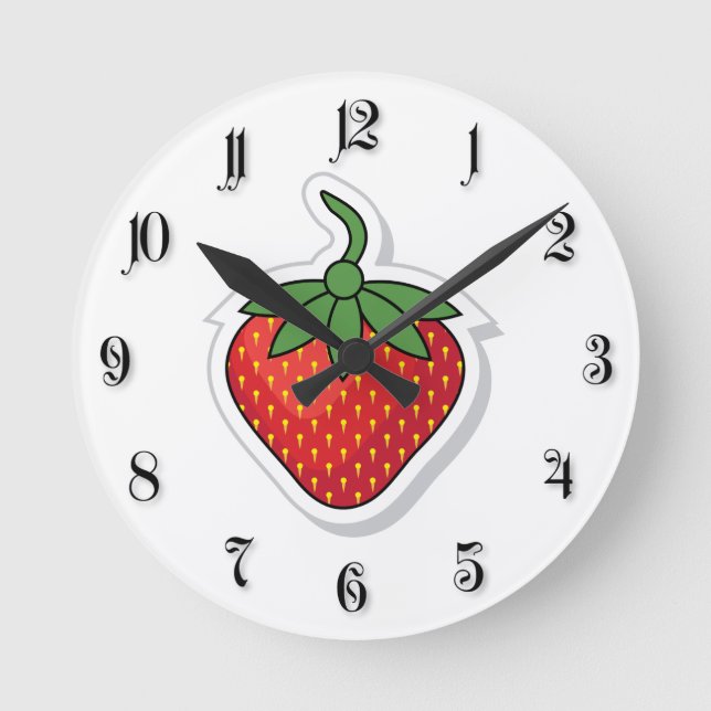 Red Sweet Strawberry Runde Wanduhr (Vorderseite)