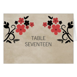 Red Sweet Vintag Floral Tischnummer Card