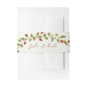 Red Sweet Wild Strawberry Blume Hochzeit Einladungsbanderole