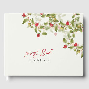 Red Sweet Wild Strawberry Blume Hochzeit Gästebuch