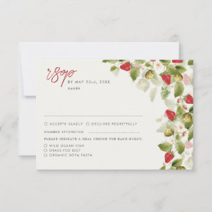 Red Sweet Wild Strawberry Blume Hochzeit RSVP Karte