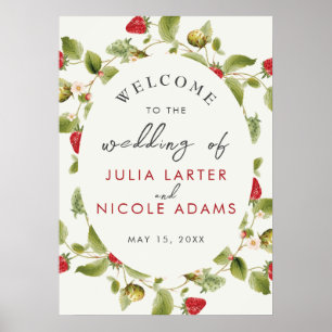 Red Sweet Wild Strawberry Blume Wedding Poster