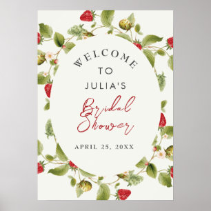 Red Sweet Wild Strawberry Blume Wedding Poster
