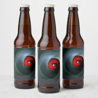 Red Swirl Artistic Modern Abstrakt Art Pattern #19 Bierflaschenetikett