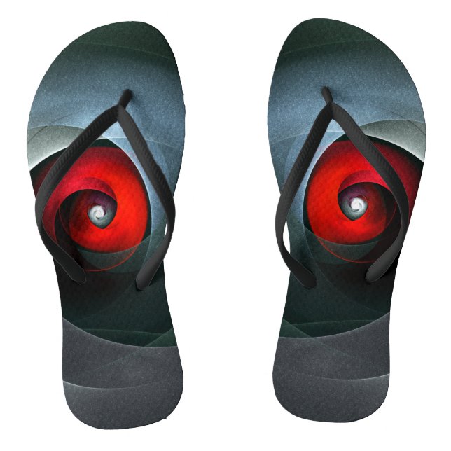 Red Swirl Artistic Modern Abstrakt Art Pattern #19 Flip Flops (Fußbett)