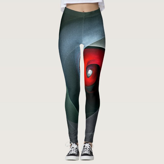 Red Swirl Artistic Modern Abstrakt Art Pattern #19 Leggings (Vorderseite)