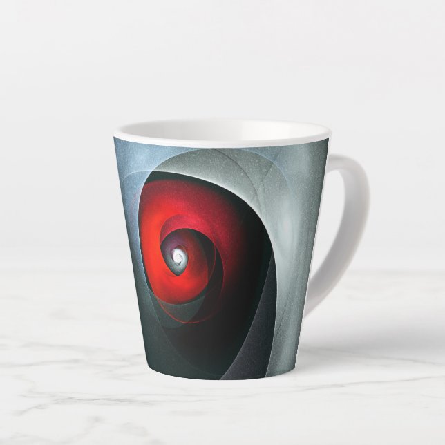 Red Swirl Artistic Modern Abstrakt Art Pattern #19 Milchtasse (Rechte Ecke)