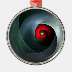 Red Swirl Artistic Modern Abstrakt Art Pattern #19 Ornament Aus Metall