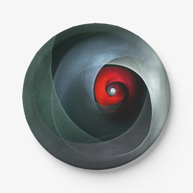 Red Swirl Artistic Modern Abstrakt Art Pattern #19 Pappteller (Vorderseite)