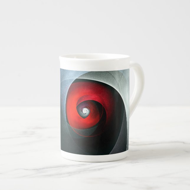 Red Swirl Artistic Modern Abstrakt Art Pattern #19 Prozellantasse (Vorderseite Rechts)