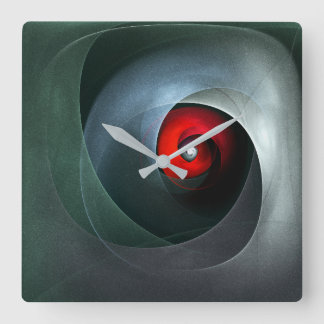 Red Swirl Artistic Modern Abstrakt Art Pattern #19 Quadratische Wanduhr