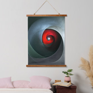 Red Swirl Artistic Modern Abstrakt Art Pattern #19 Wandteppich Mit Holzrahmen
