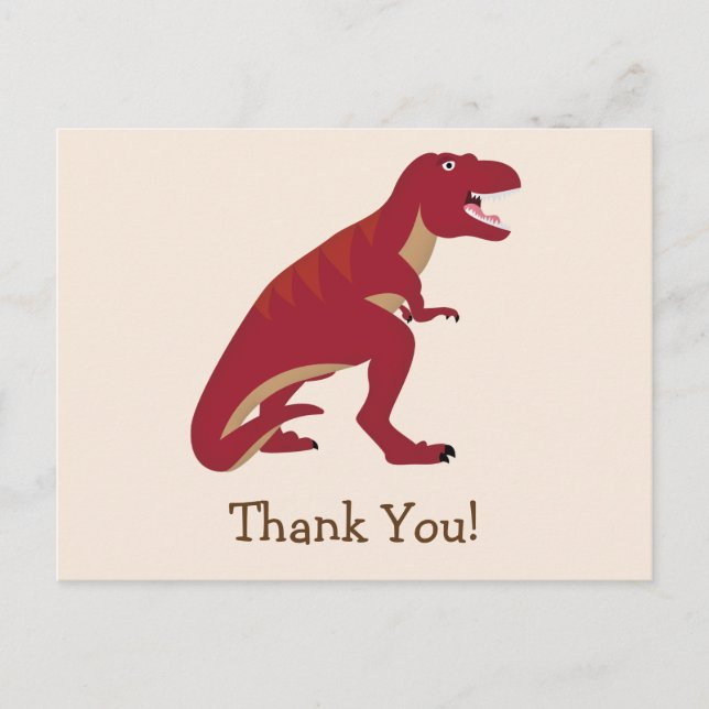 Red T-Rex, Dinosaurier Kid's Danke Postkarte (Vorderseite)