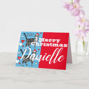 Red Tabby Cat Frohe Weihnachten Frauen Name Card Karte