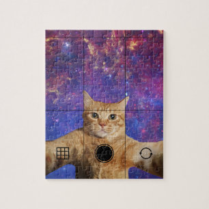 Red Tabby Cat Selfie im Weltraum Puzzle