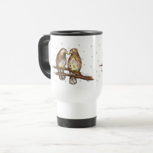 Red Tail Hawk Lovebird Snow Bird Winter Reisebecher