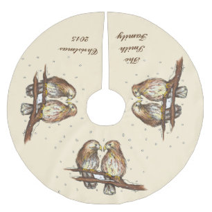 Red Tail Hawk Lovebirds Snow Holiday Winter Polyester Weihnachtsbaumdecke