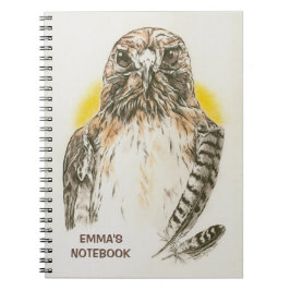 Red Tail Hawk mit Feathers Art Notizblock