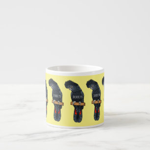 Red-tailed black cockatoo bird cartoon espressotasse