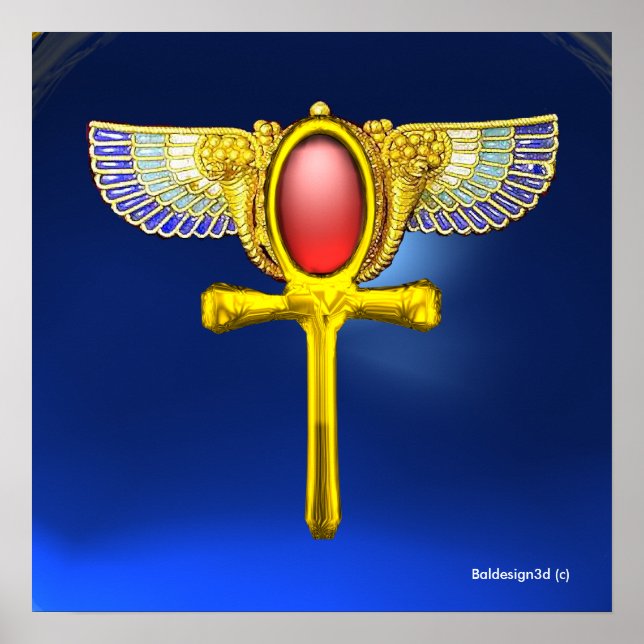 RED TALISMAN/ÄGYPTIAN WINGED ANKH, CORNUCOPIA Blue Poster (Vorne)