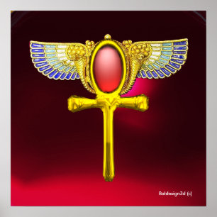 RED TALISMAN/ÄGYPTIAN WINGING ANKH with CORNUCOPIA Poster