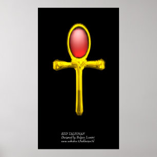 RED TALISMAN Gold Ankh Ägyptisches ewiges Leben Poster