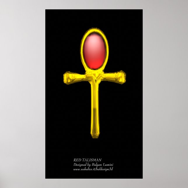 RED TALISMAN Gold Ankh Ägyptisches ewiges Leben Poster (Vorne)