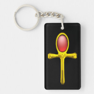 RED TALISMAN, GOLD ANKH EternLife Symbol Schlüsselanhänger