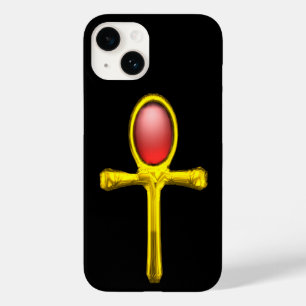 RED TALISMAN /GOLD EGYPTIAN ANKH Black Case-Mate iPhone 14 Hülle