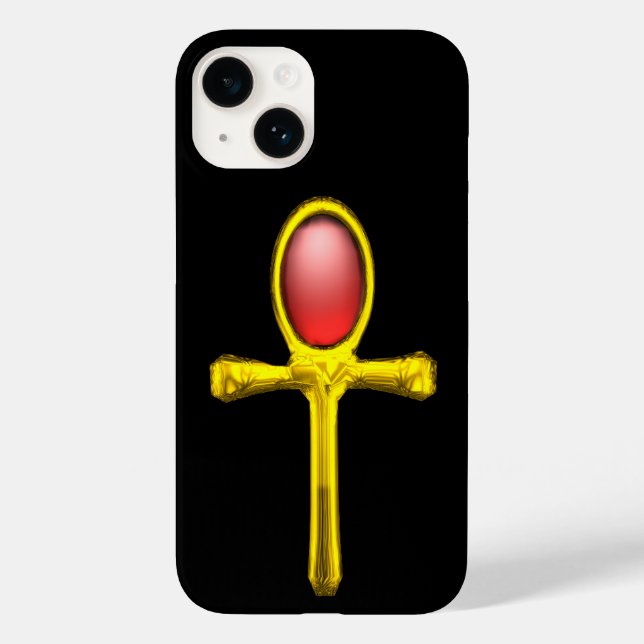 RED TALISMAN /GOLD EGYPTIAN ANKH Black Case-Mate iPhone Hülle (Rückseite)
