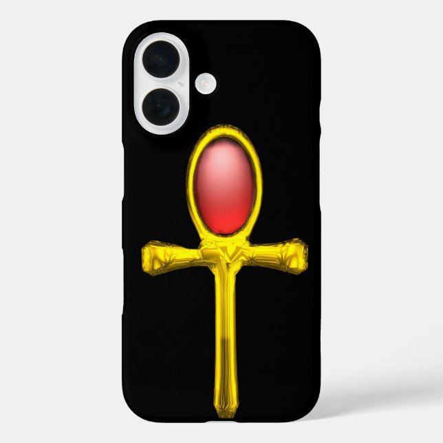 RED TALISMAN /GOLD EGYPTIAN ANKH Black Case-Mate iPhone Hülle (Rückseite)