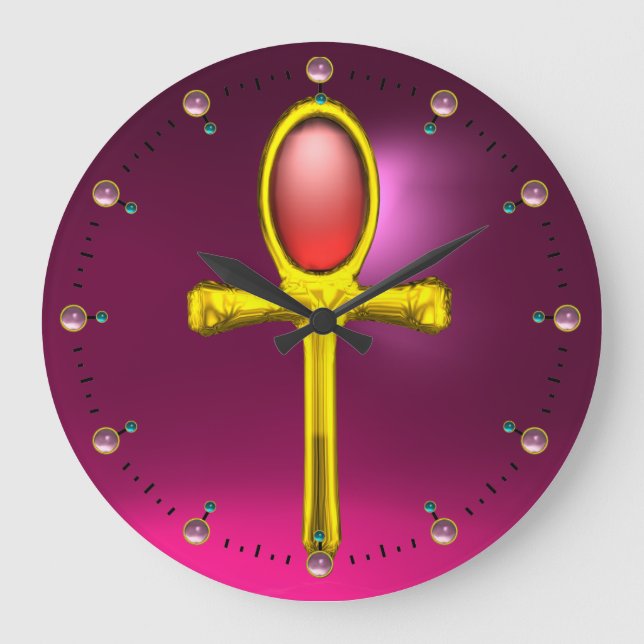RED TALISMAN , Pink Fuchsia Ruby Große Wanduhr (Vorderseite)