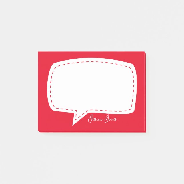 Red Talk Bubble Personalisiert Name Sprach-Blase Post-it Klebezettel (Vorderseite)