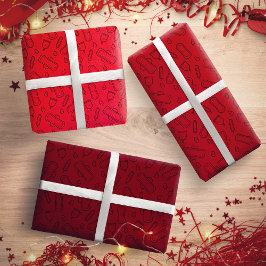 Red Tampon Pad Muster des ersten Party Geschenkpapier Set