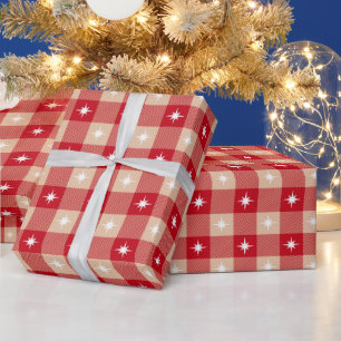 Red Tan Buffalo Kariertes Land Rustikale Weihnacht Geschenkpapier