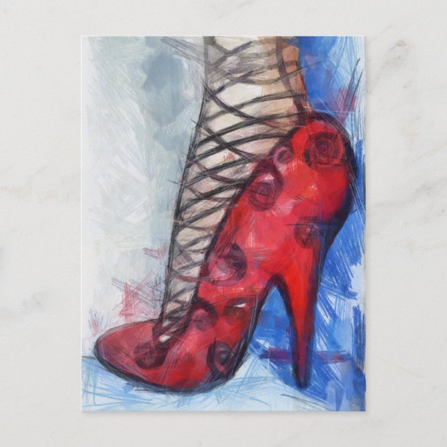 Red Tango Shoe Postkarte (Vorderseite)